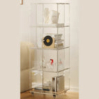 Étagère verticale moderne en Lucite transparente, bibliothèque roulante