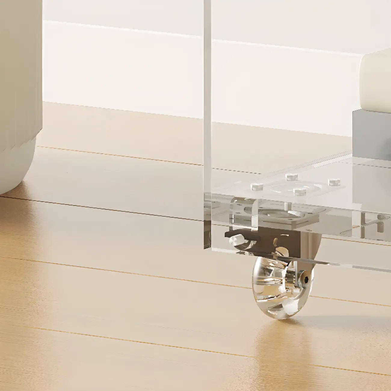 Étagère verticale moderne en Lucite transparente, bibliothèque roulante