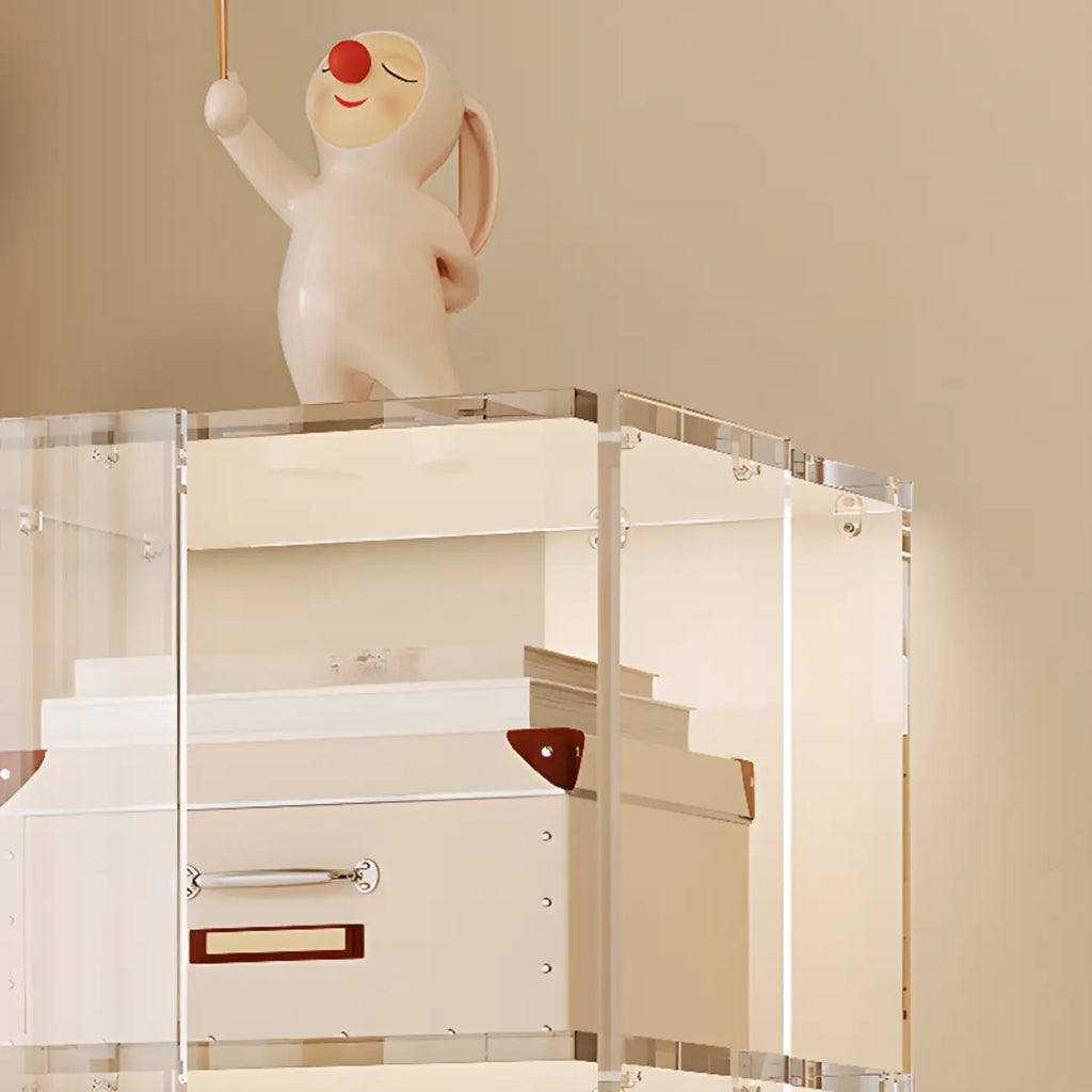 Étagère verticale moderne en Lucite transparente, bibliothèque roulante