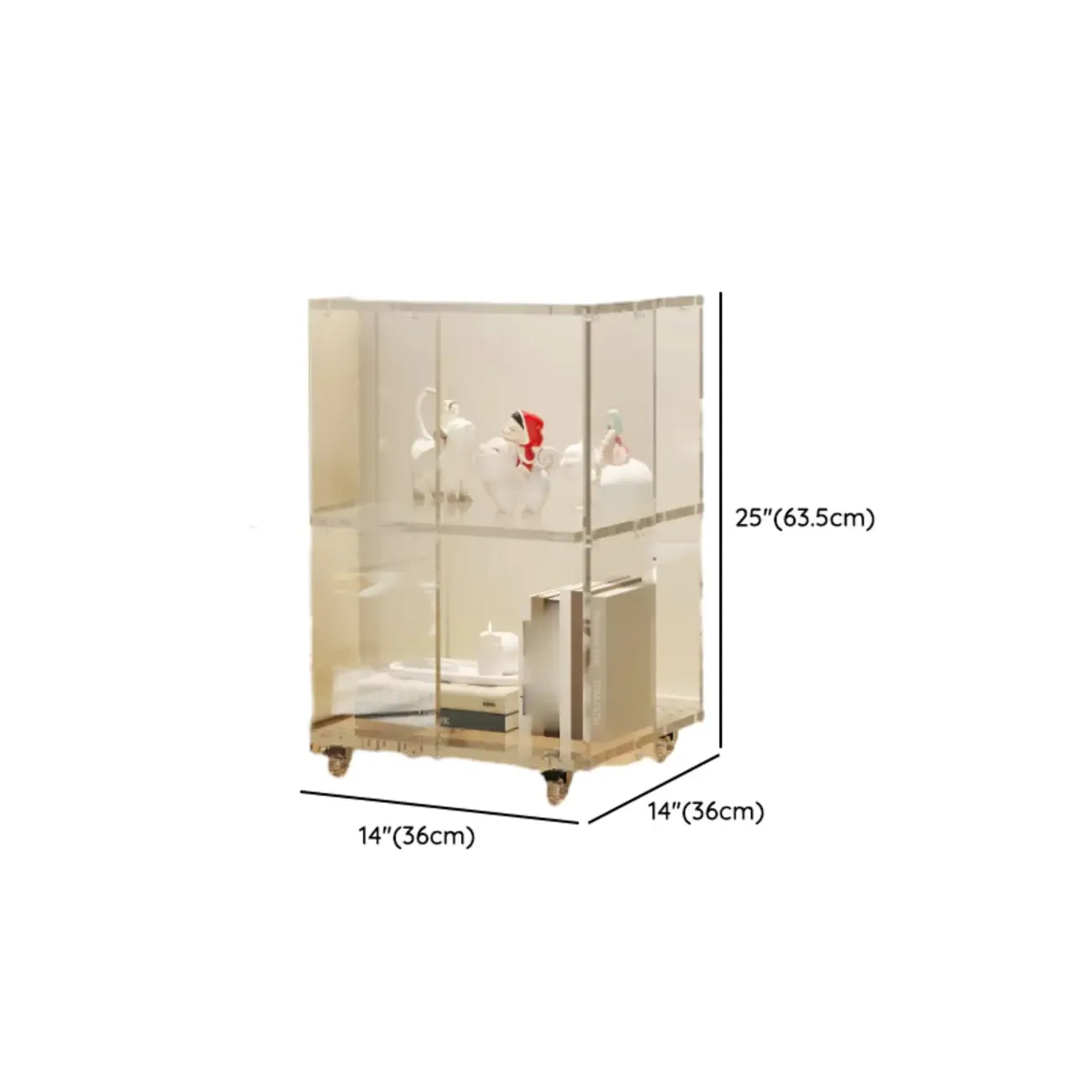 Étagère verticale moderne en Lucite transparente, bibliothèque roulante