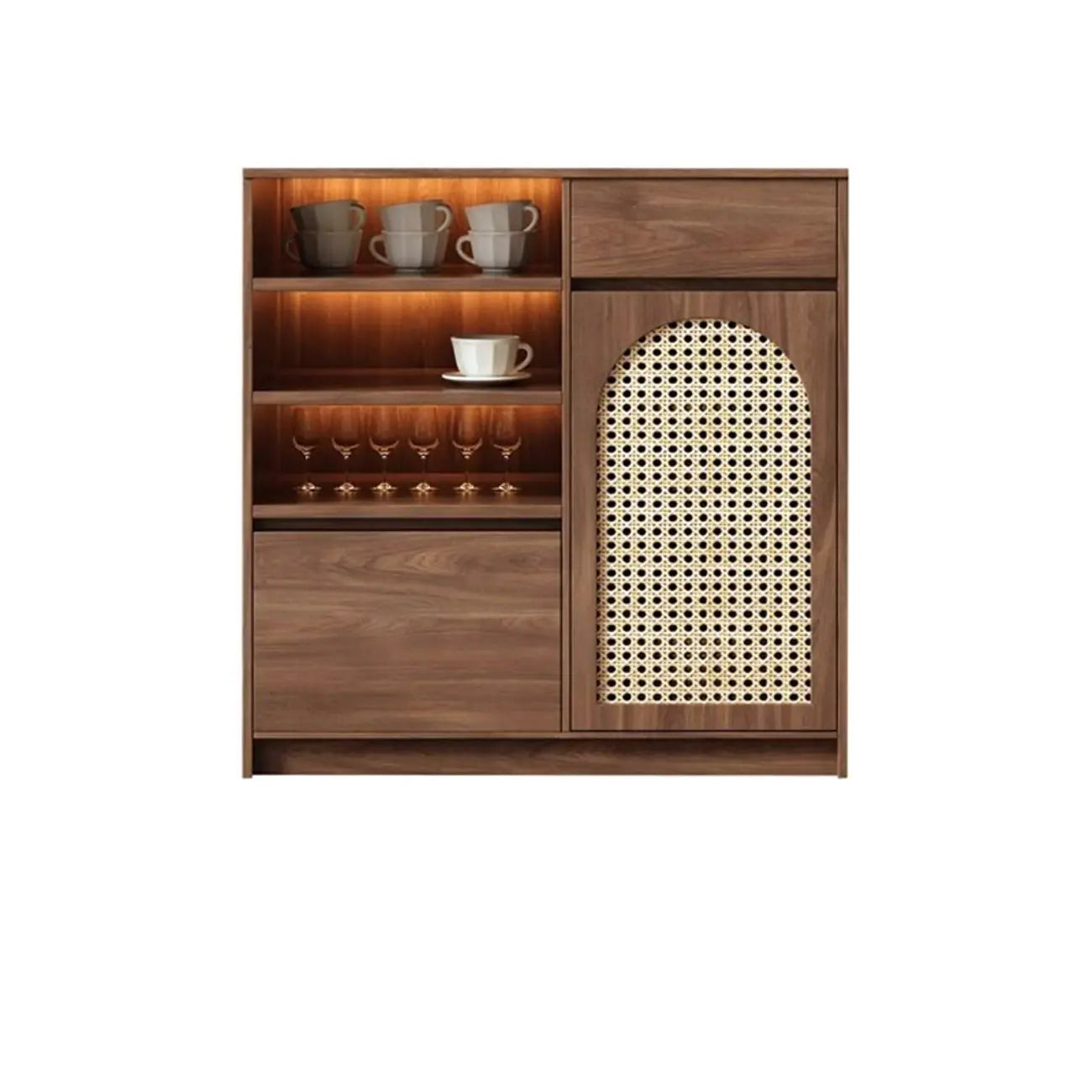 Armoire de rangement de cuisine en rotin bois moyen, finition naturelle