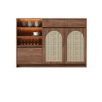 Armoire de rangement de cuisine en rotin bois moyen, finition naturelle