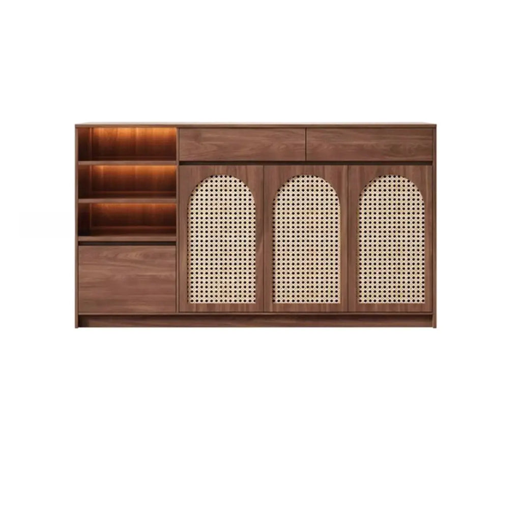 Armoire de rangement de cuisine en rotin bois moyen, finition naturelle