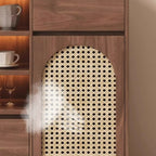 Armoire de rangement de cuisine en rotin bois moyen, finition naturelle