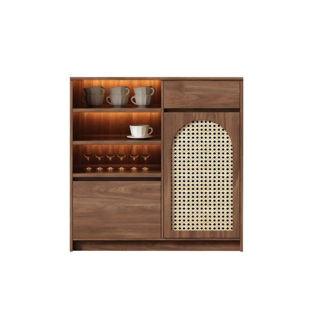 Armoire de rangement de cuisine en rotin bois moyen, finition naturelle