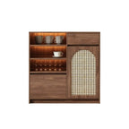 Armoire de rangement de cuisine en rotin bois moyen, finition naturelle