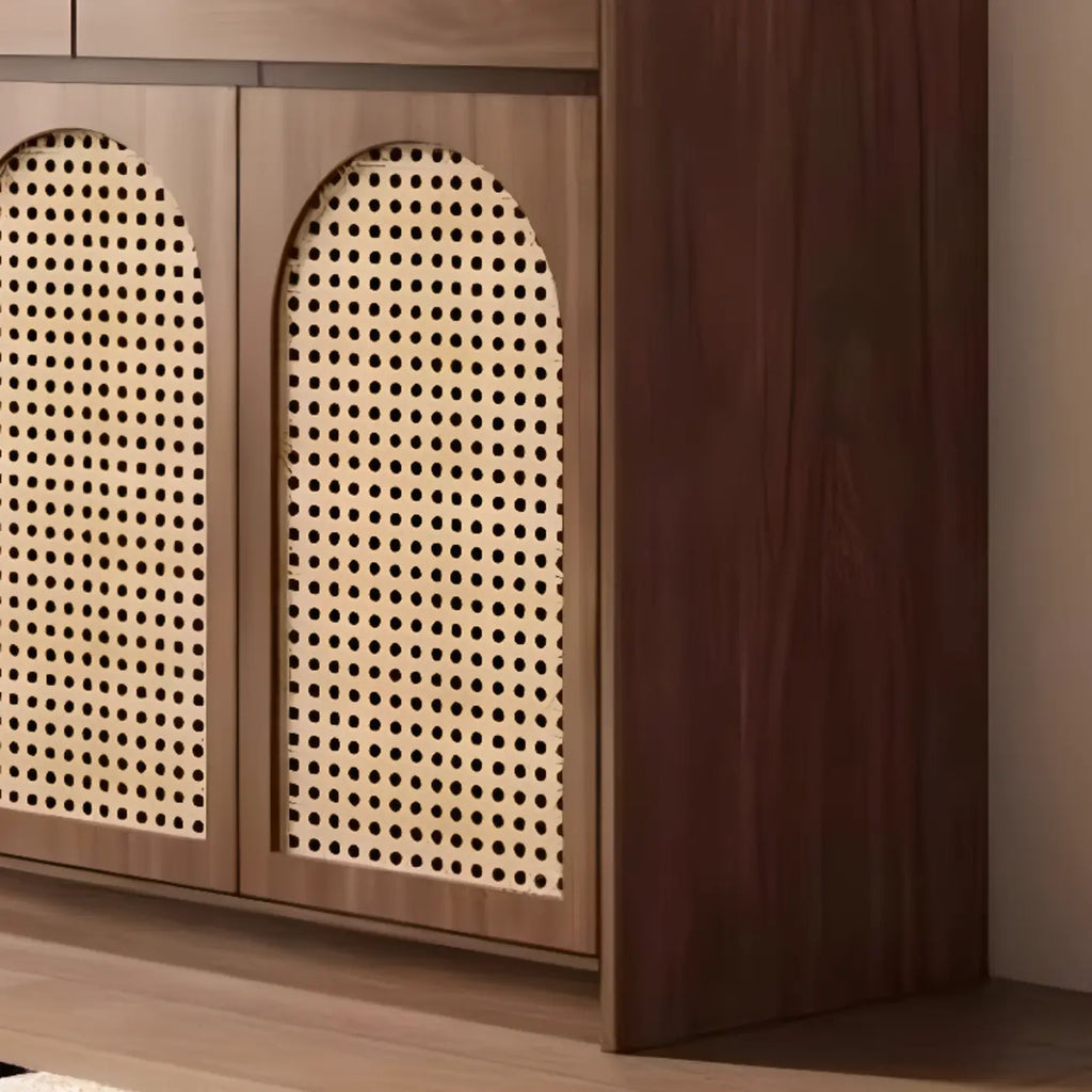 Armoire de rangement de cuisine en rotin bois moyen, finition naturelle