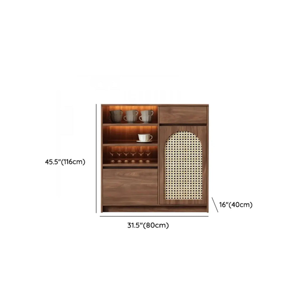 Armoire de rangement de cuisine en rotin bois moyen, finition naturelle
