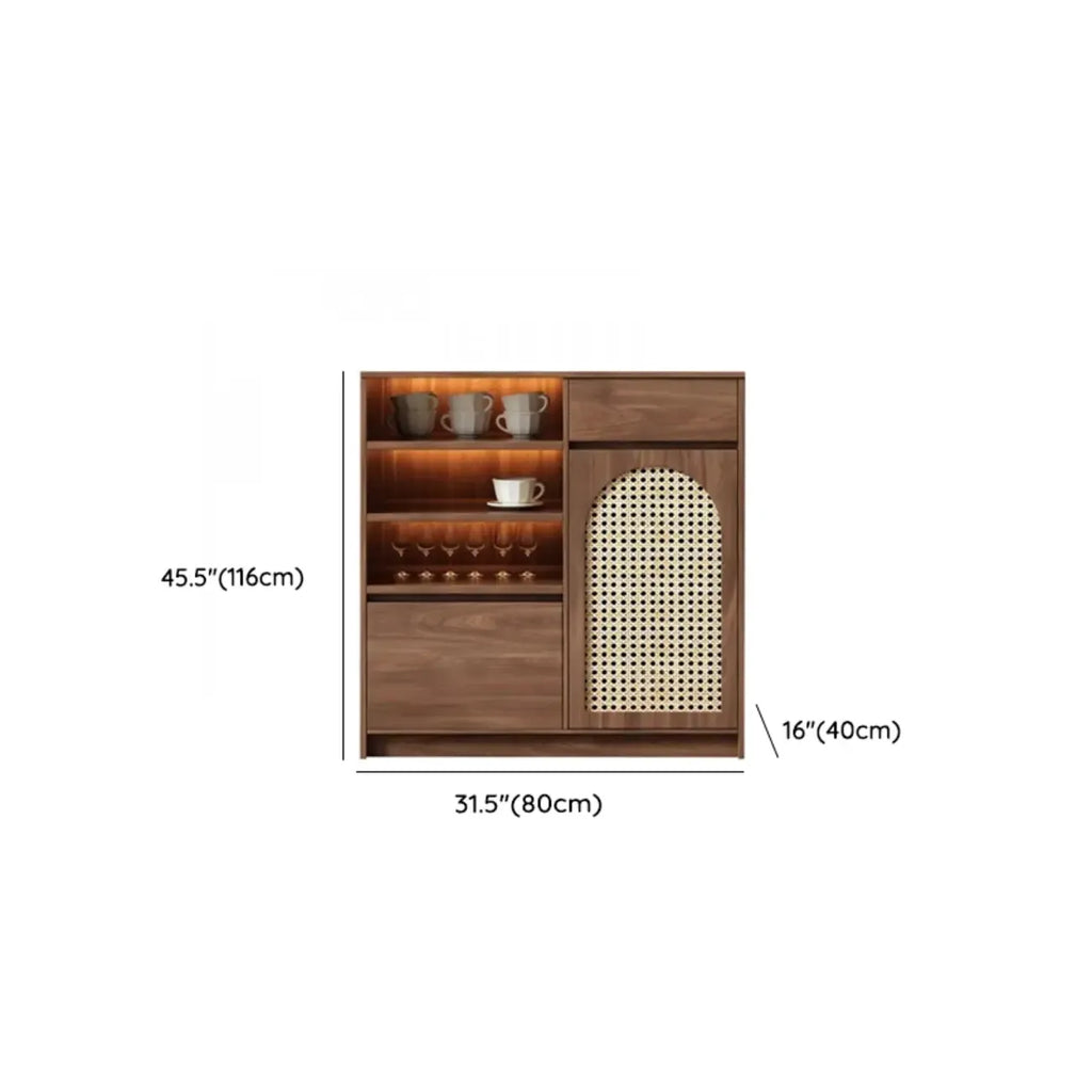 Armoire de rangement de cuisine en rotin bois moyen, finition naturelle
