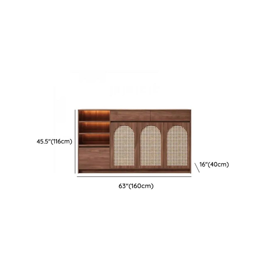 Armoire de rangement de cuisine en rotin bois moyen, finition naturelle