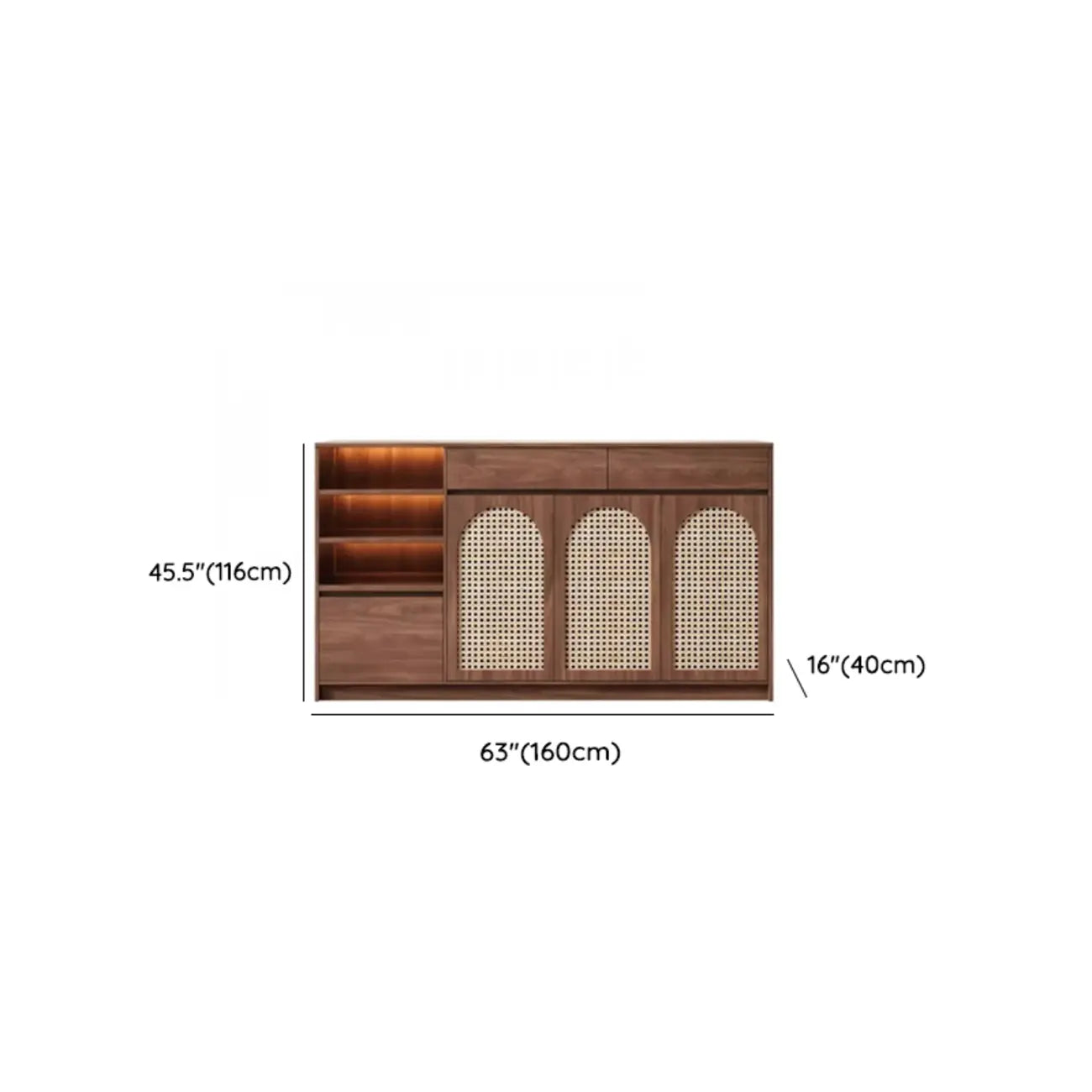 Armoire de rangement de cuisine en rotin bois moyen, finition naturelle