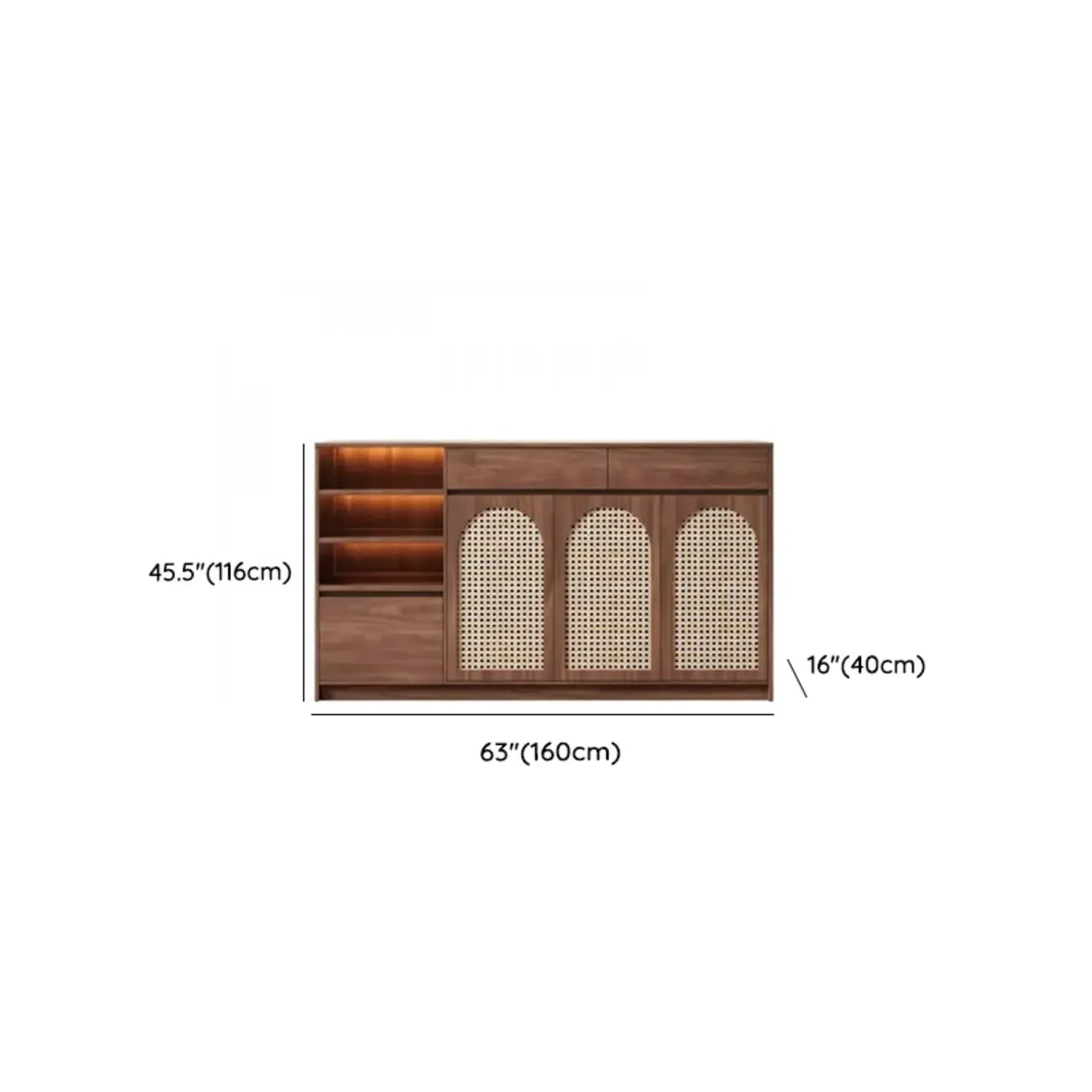Armoire de rangement de cuisine en rotin bois moyen, finition naturelle