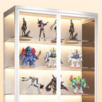 Vitrine moderne autoportante en métal et verre avec éclairage LED