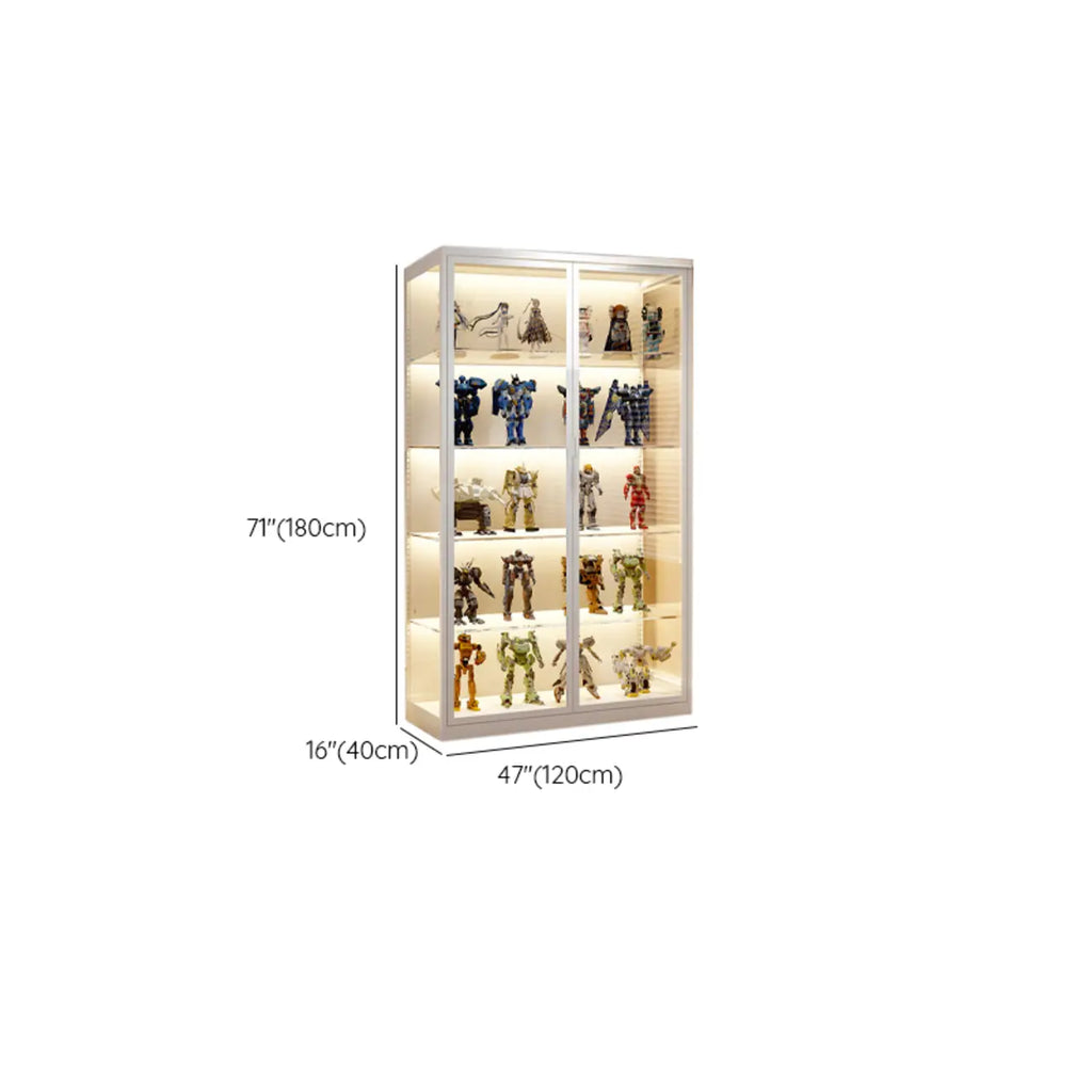 Vitrine moderne autoportante en métal et verre avec éclairage LED