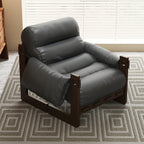 Fauteuil d'appoint moderne en cuir résistant aux chats, à dossier haut et accoudoirs