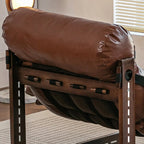 Fauteuil d'appoint moderne en cuir résistant aux chats, à dossier haut et accoudoirs