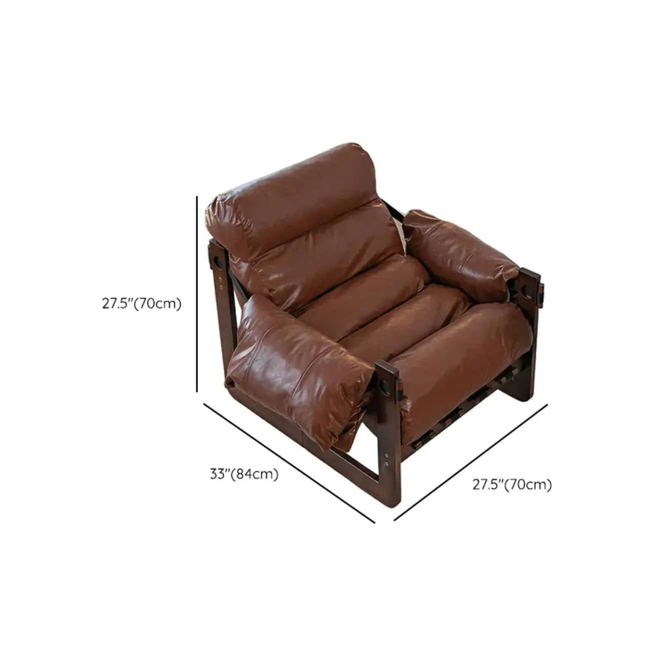 Fauteuil d'appoint moderne en cuir résistant aux chats, à dossier haut et accoudoirs