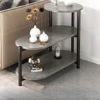 Table d'appoint ovale noire à 3 niveaux en bois avec pieds en métal