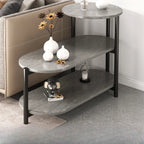 Table d'appoint ovale noire à 3 niveaux en bois avec pieds en métal