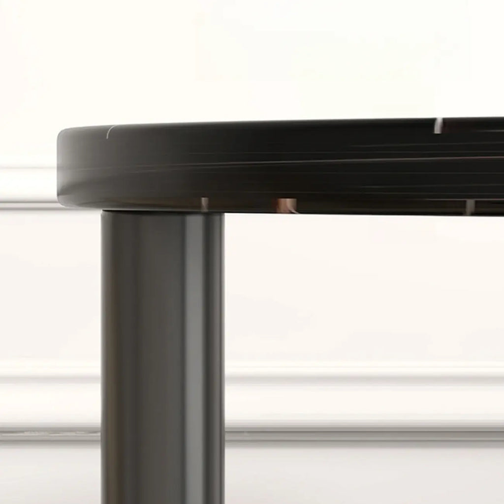 Table d'appoint ovale noire à 3 niveaux en bois avec pieds en métal