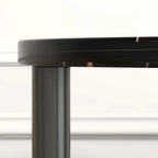 Table d'appoint ovale noire à 3 niveaux en bois avec pieds en métal