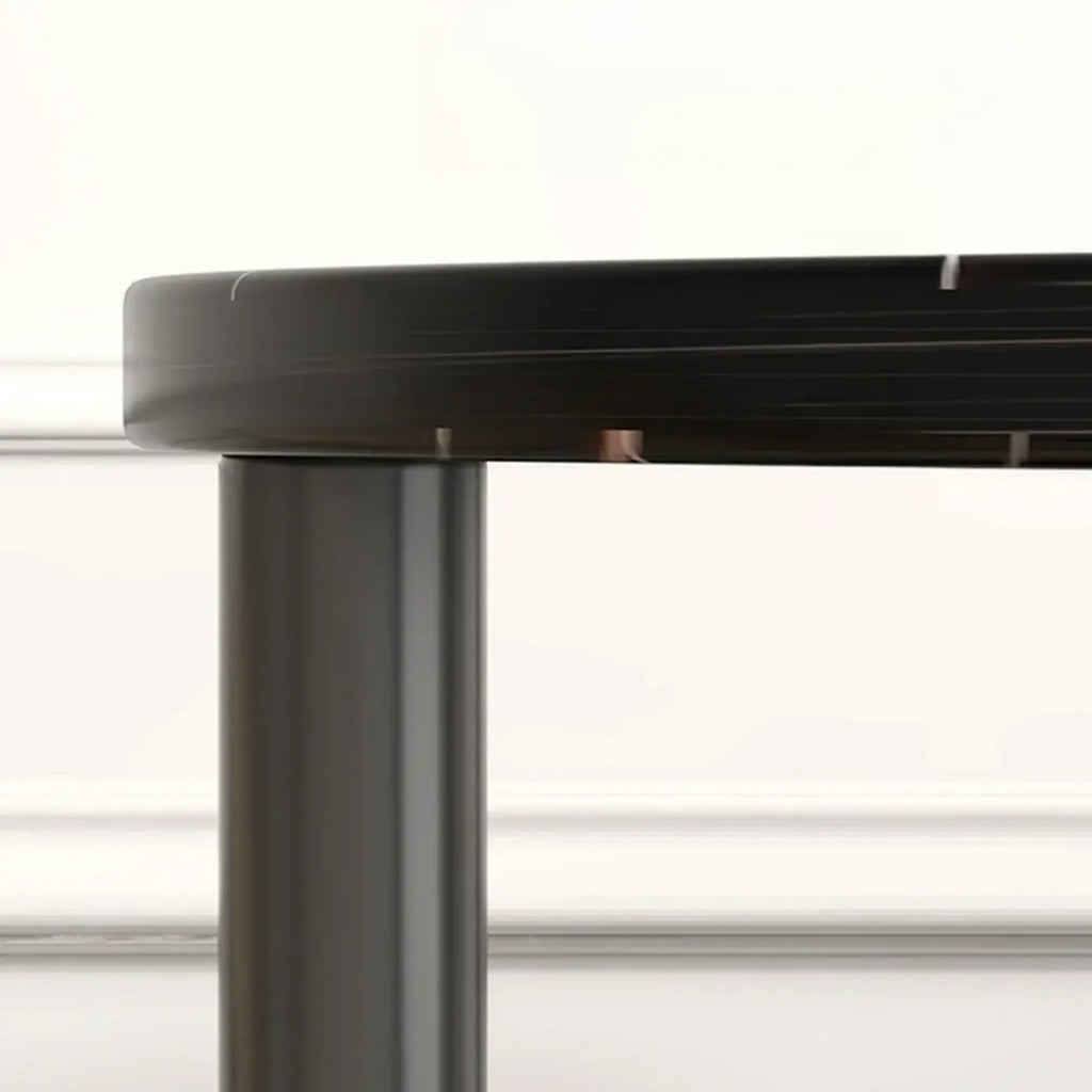 Table d'appoint ovale noire à 3 niveaux en bois avec pieds en métal