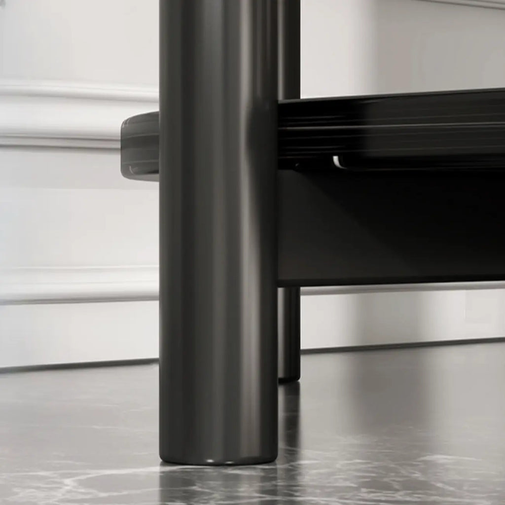 Table d'appoint ovale noire à 3 niveaux en bois avec pieds en métal