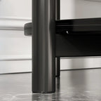 Table d'appoint ovale noire à 3 niveaux en bois avec pieds en métal