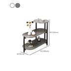 Table d'appoint ovale noire à 3 niveaux en bois avec pieds en métal