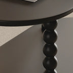 Table d'appoint roulante ovale noire en bois à 2 niveaux avec rangement