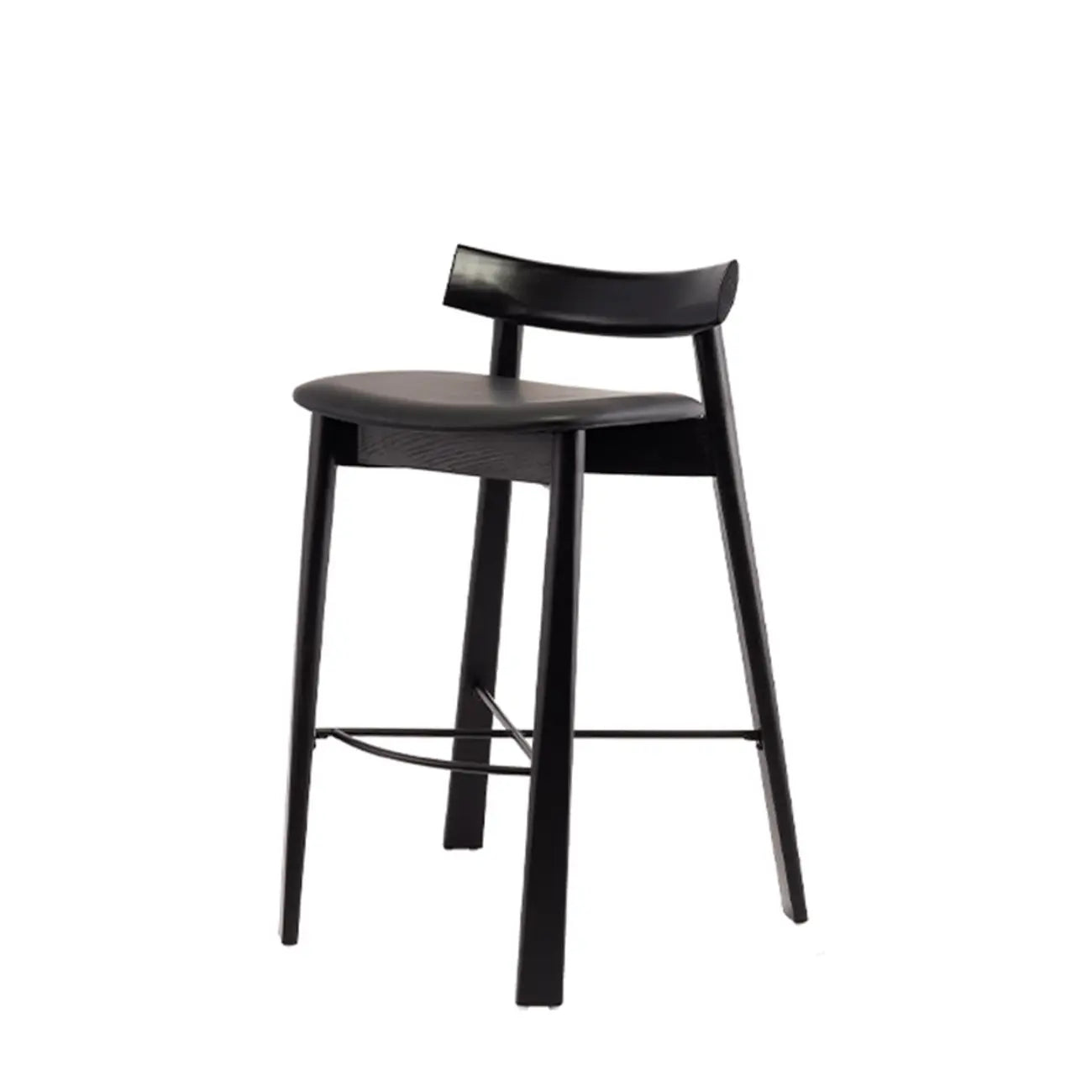 Tabourets de bar modernes en frêne noir rembourrés