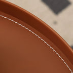 Table d'appoint ronde mobile à 2 niveaux en cuir marron et métal