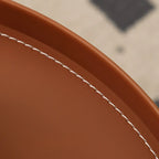 Table d'appoint ronde mobile à 2 niveaux en cuir marron et métal