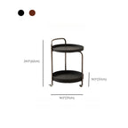 Table d'appoint ronde mobile à 2 niveaux en cuir marron et métal
