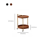 Table d'appoint ronde mobile à 2 niveaux en cuir marron et métal