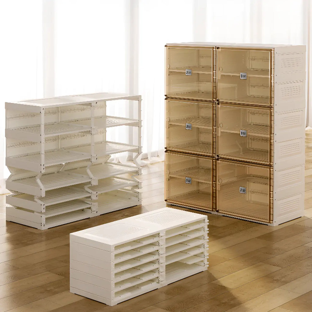 Boîtes à chaussures portables Glam en plastique transparent blanc