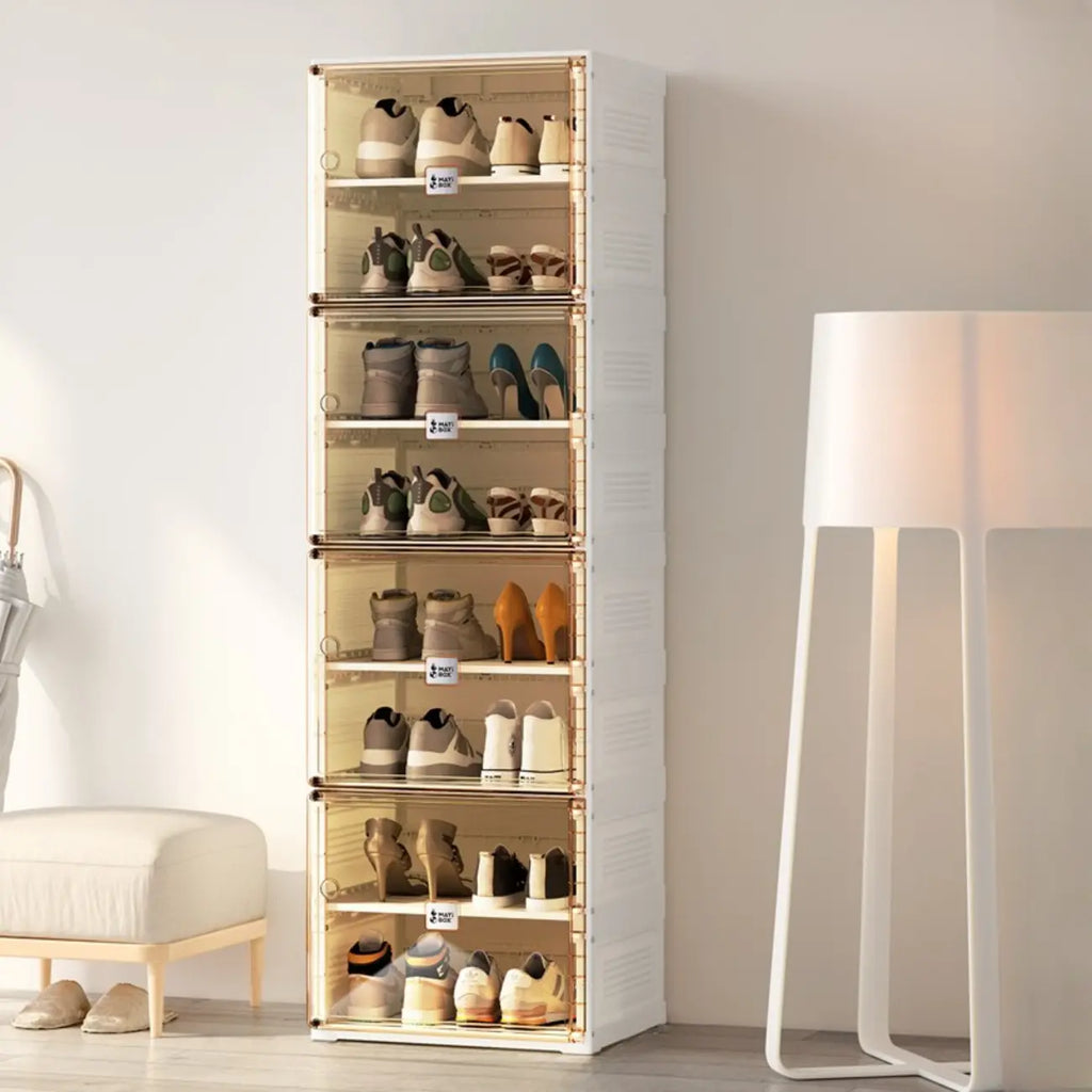 Boîtes à chaussures portables Glam en plastique transparent blanc