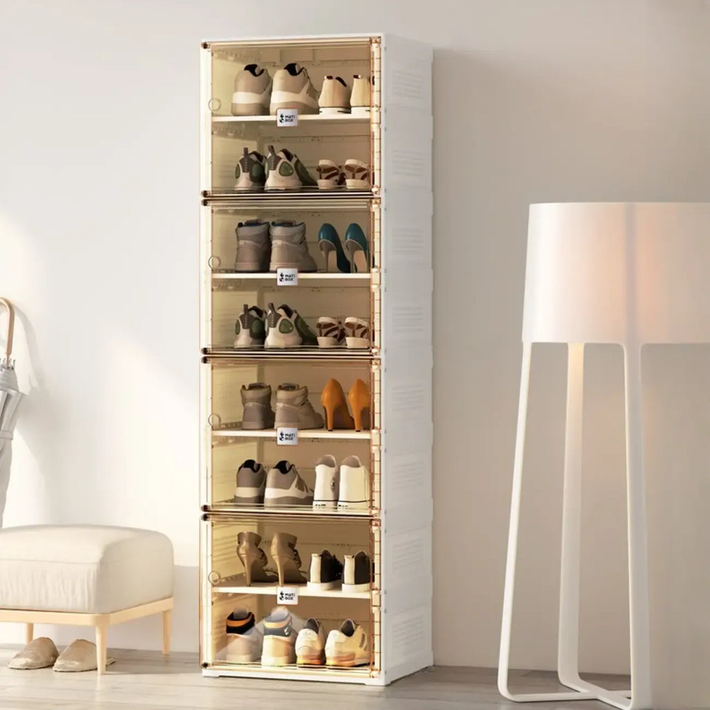 Boîtes à chaussures portables Glam en plastique transparent blanc