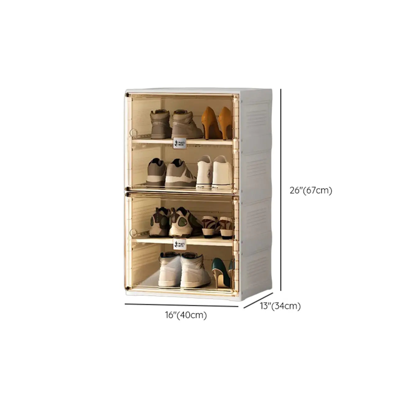 Boîtes à chaussures portables Glam en plastique transparent blanc