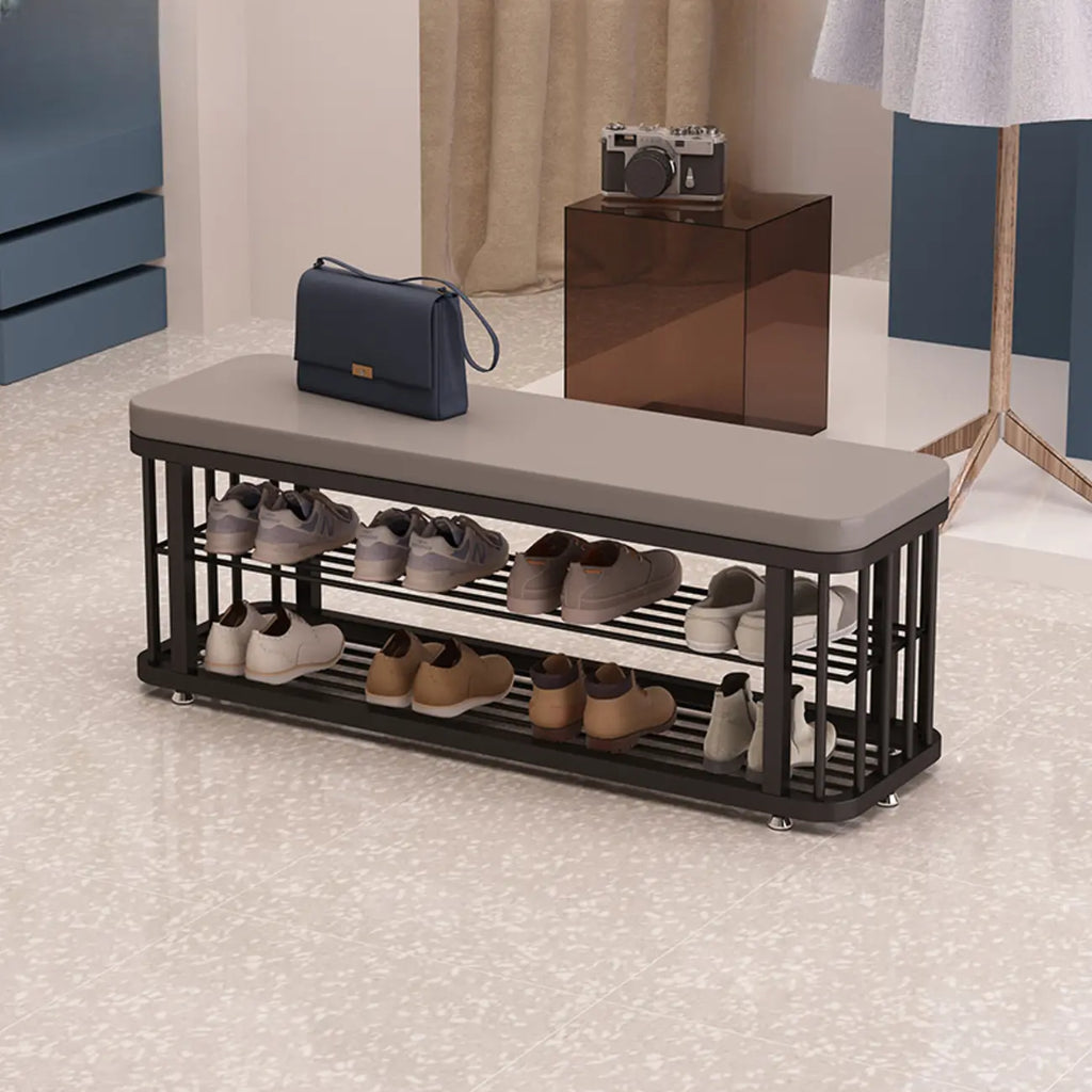 Banc de rangement capitonné en métal doré glamour pour entrée