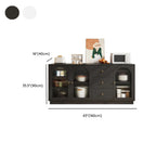 Buffet élégant en bois et verre arqué, réglable, avec 3 tiroirs
