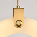 Lampada a sospensione regolabile in metallo dorato con cerchio