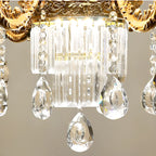 Lampadario regolabile di lusso a forma di fiore dorato con vetro trasparente