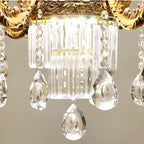 Lampadario regolabile di lusso a forma di fiore dorato con vetro trasparente