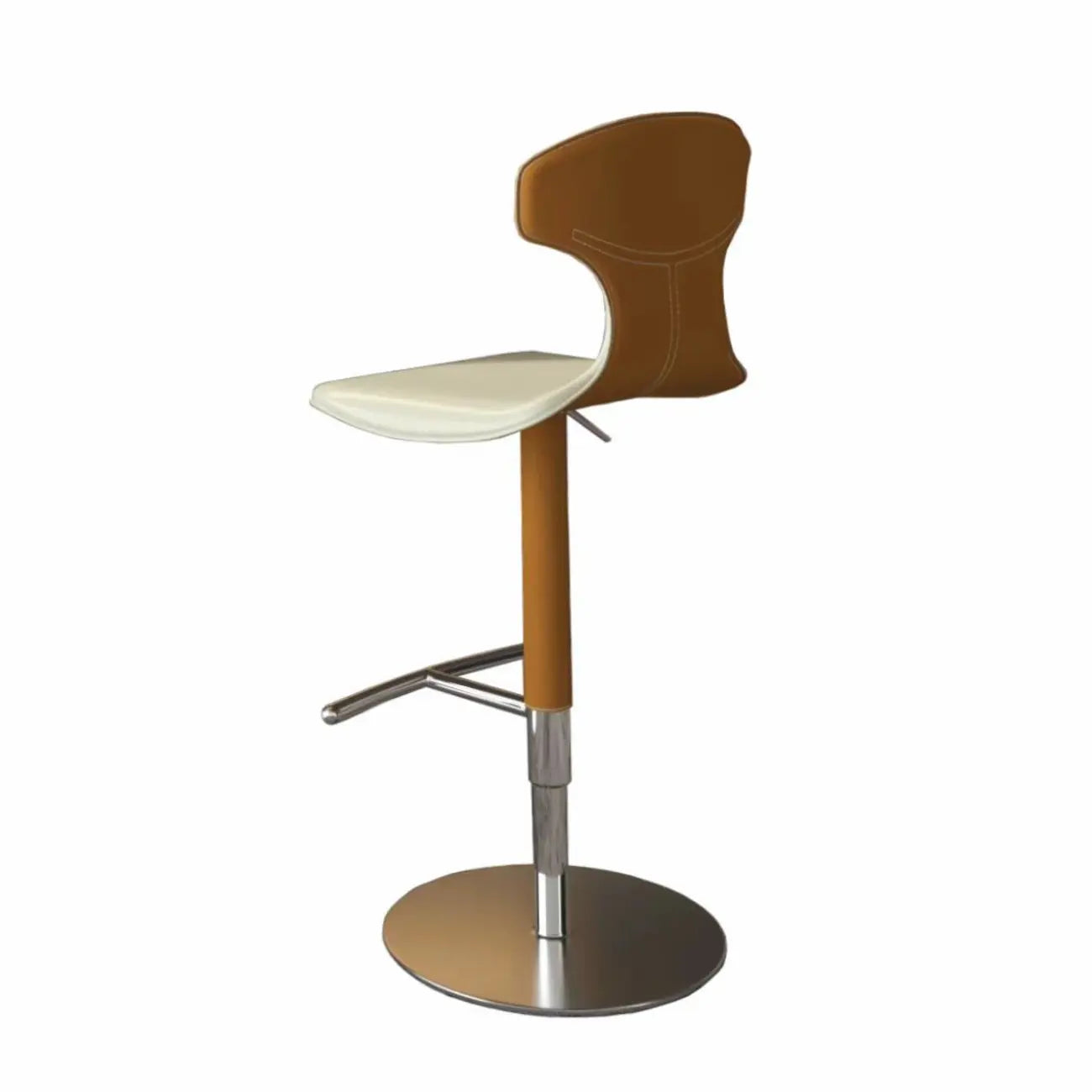 Tabourets de bar minimalistes en cuir beige à selle