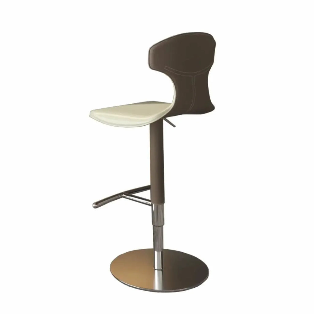 Tabourets de bar minimalistes en cuir beige à selle