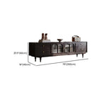 Meuble TV de rangement long et moderne en bois marron avec portes vitrées