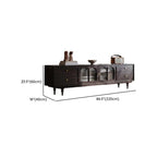 Meuble TV de rangement long et moderne en bois marron avec portes vitrées