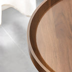 Tavolino laterale con ruote a forma di C in legno rotondo regolabile