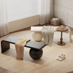 Banc décoratif carré en bois et cuir avec coussins
